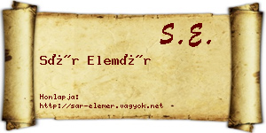 Sár Elemér névjegykártya
