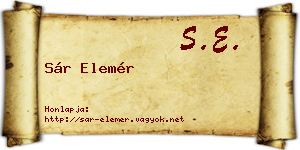 Sár Elemér névjegykártya